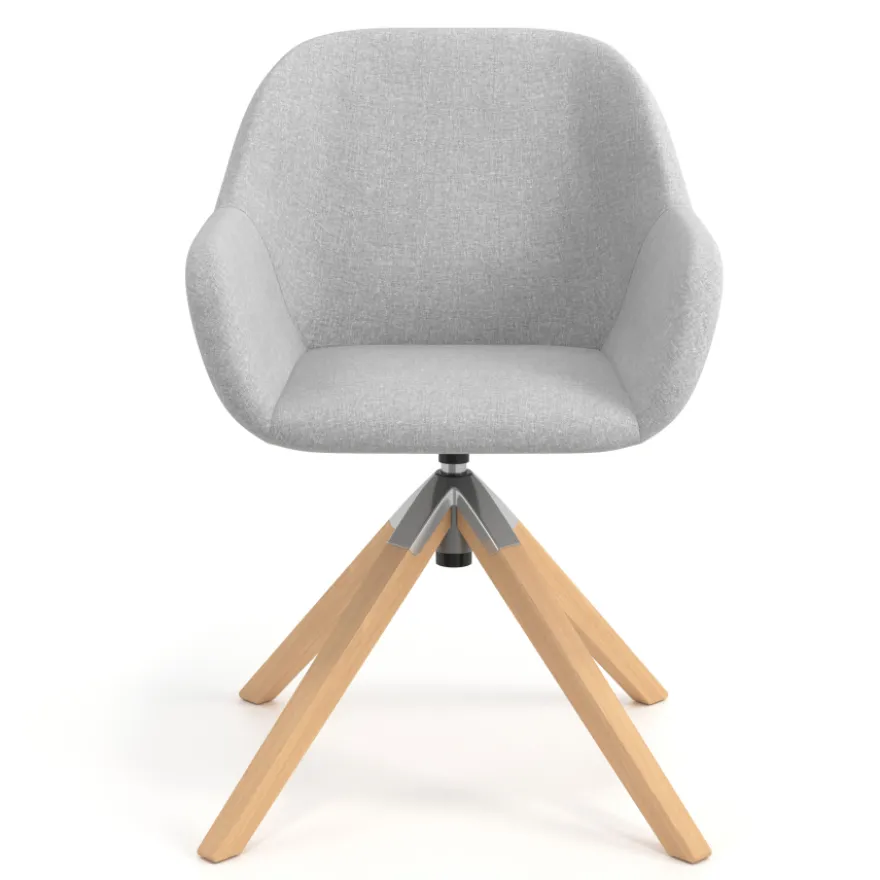 Sedia riunioni Greta, base in legno girevole