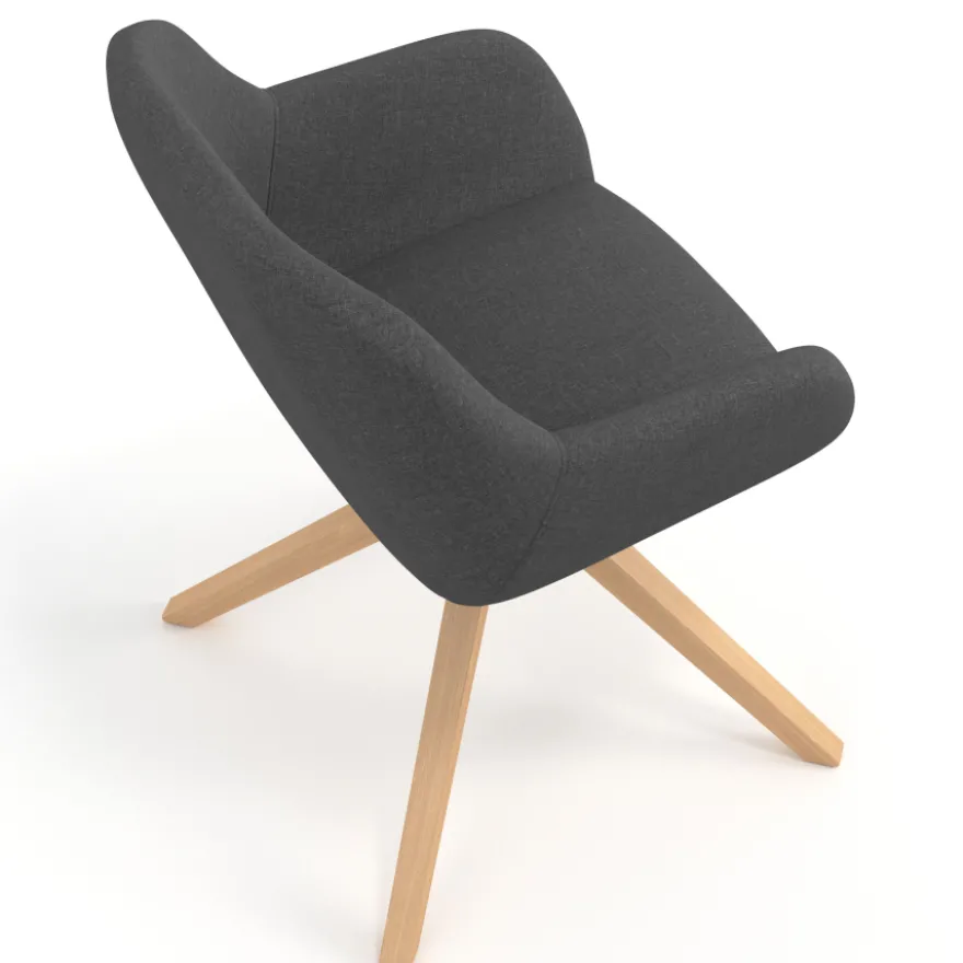 Sedia riunioni Greta, base in legno girevole