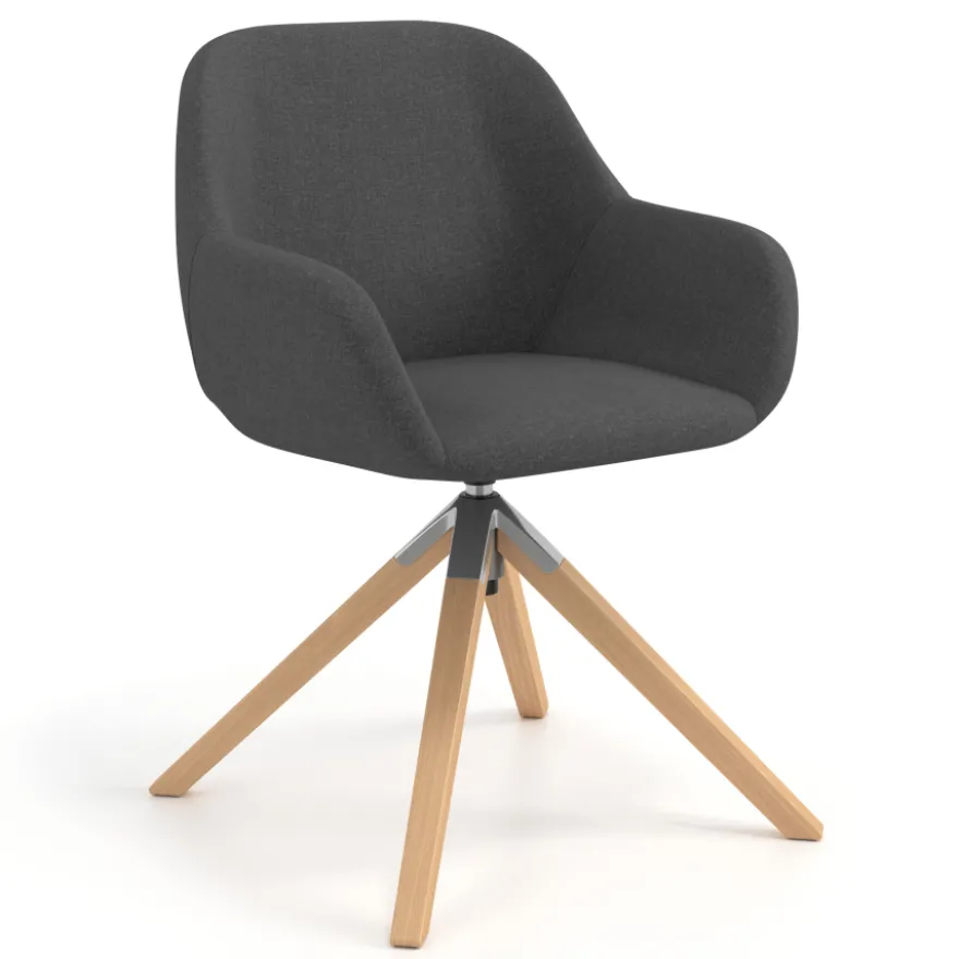 Sedia riunioni Greta, base in legno girevole
