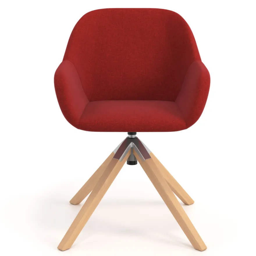 Sedia riunioni Greta, base in legno girevole