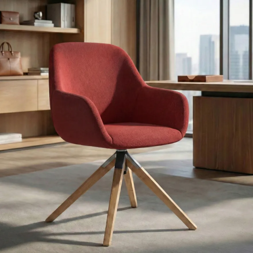 Sedia riunioni Greta, base in legno girevole