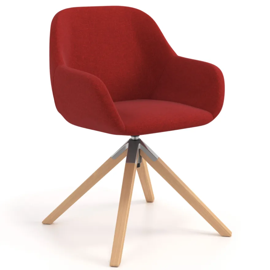 Sedia riunioni Greta, base in legno girevole