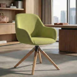 Sedia riunioni Greta, base in legno girevole