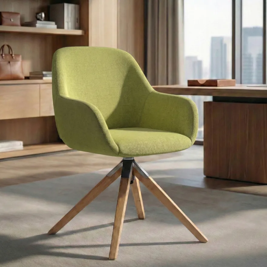 Sedia riunioni Greta, base in legno girevole
