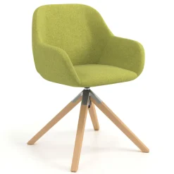 Sedia riunioni Greta, base in legno girevole