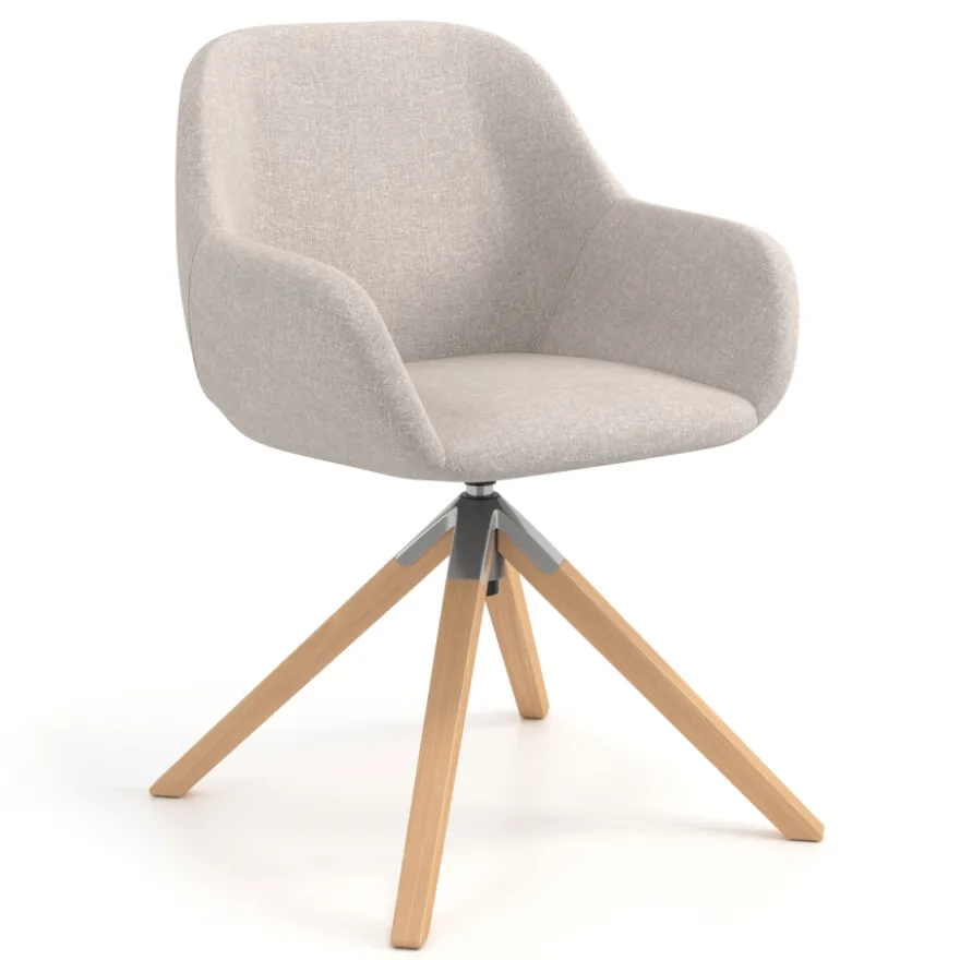 Sedia riunioni Greta, base in legno girevole