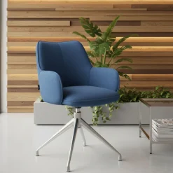 Sedia riunioni imbottita Nora, base in alluminio