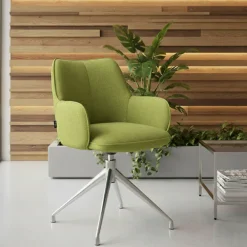 Sedia riunioni imbottita Nora, base in alluminio