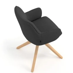 Sedia riunioni Nora, base in legno girevole