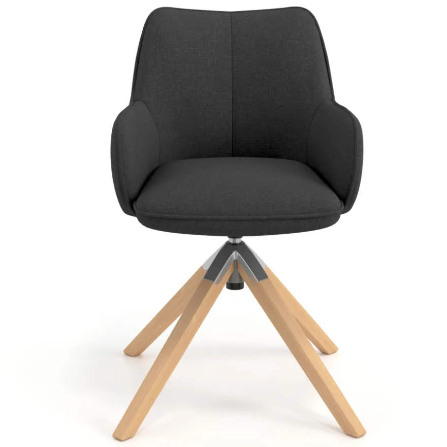 Sedia riunioni Nora, base in legno girevole