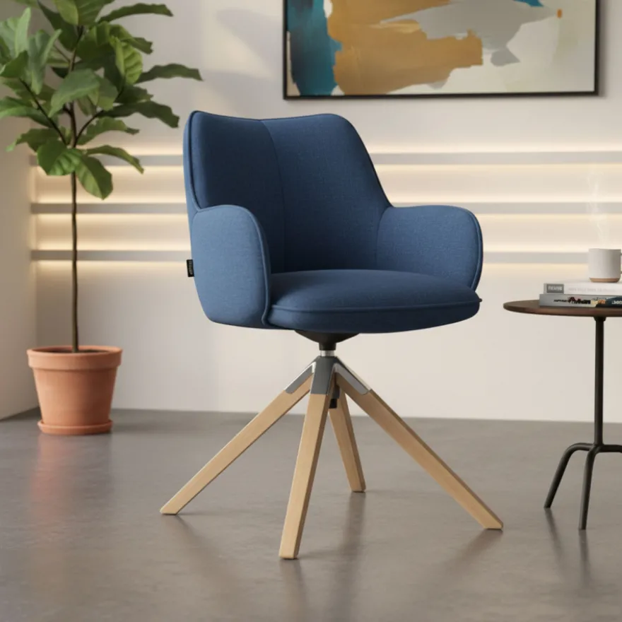 Sedia riunioni Nora, base in legno girevole