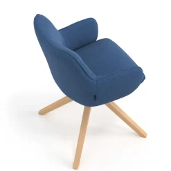 Sedia riunioni Nora, base in legno girevole