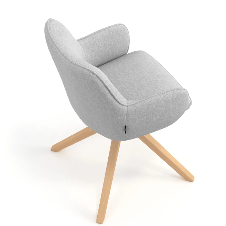 Sedia riunioni Nora, base in legno girevole