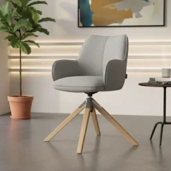 Sedia riunioni Nora, base in legno girevole