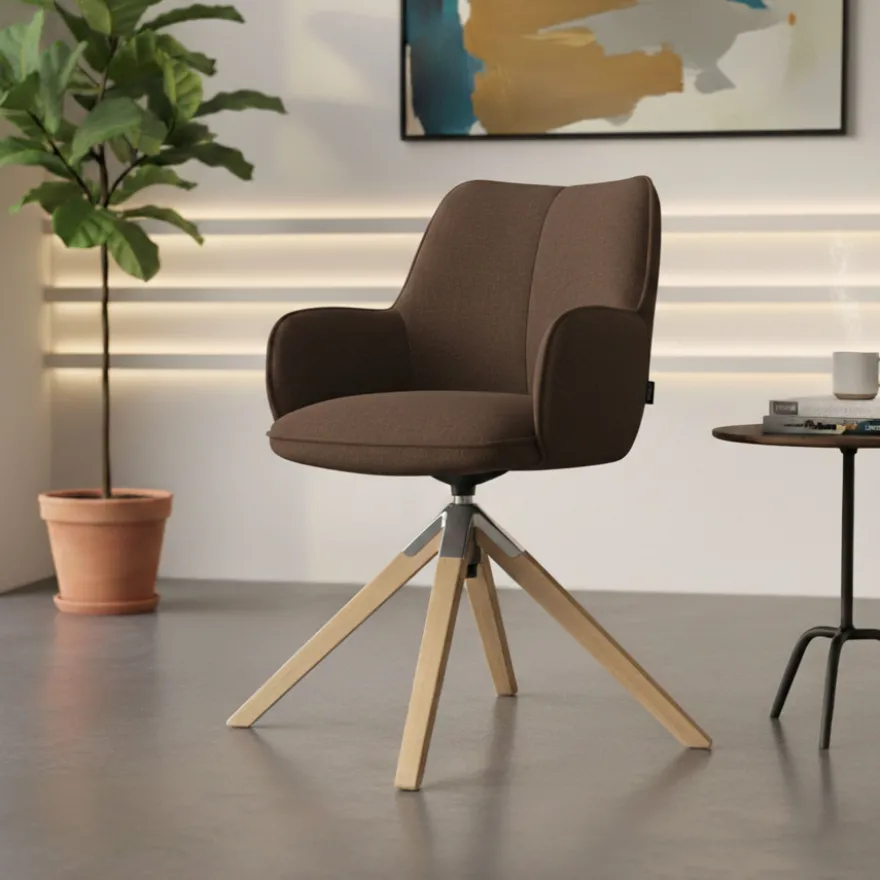Sedia riunioni Nora, base in legno girevole