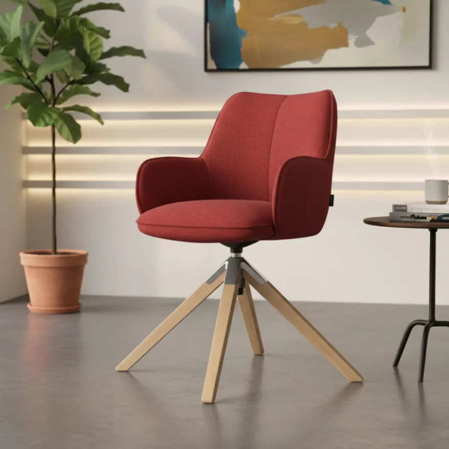 Sedia riunioni Nora, base in legno girevole