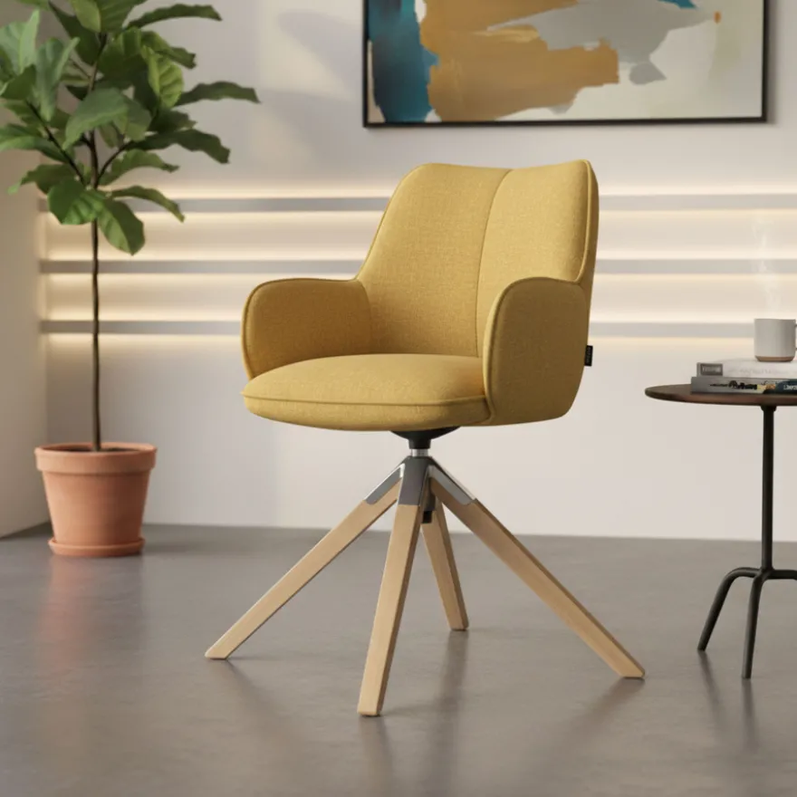 Sedia riunioni Nora, base in legno girevole