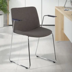 Sedia Sala d'Attesa Flow, schienale ergonomico, slitta, con braccioli