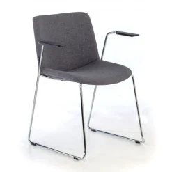Sedia Sala d'Attesa Flow, schienale ergonomico, slitta, con braccioli
