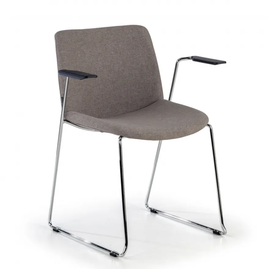 Sedia Sala d'Attesa Flow, schienale ergonomico, slitta, con braccioli