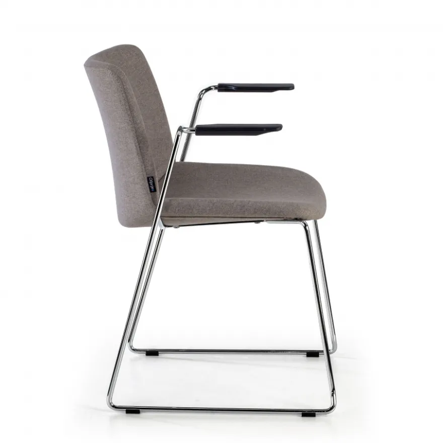 Sedia Sala d'Attesa Flow, schienale ergonomico, slitta, con braccioli