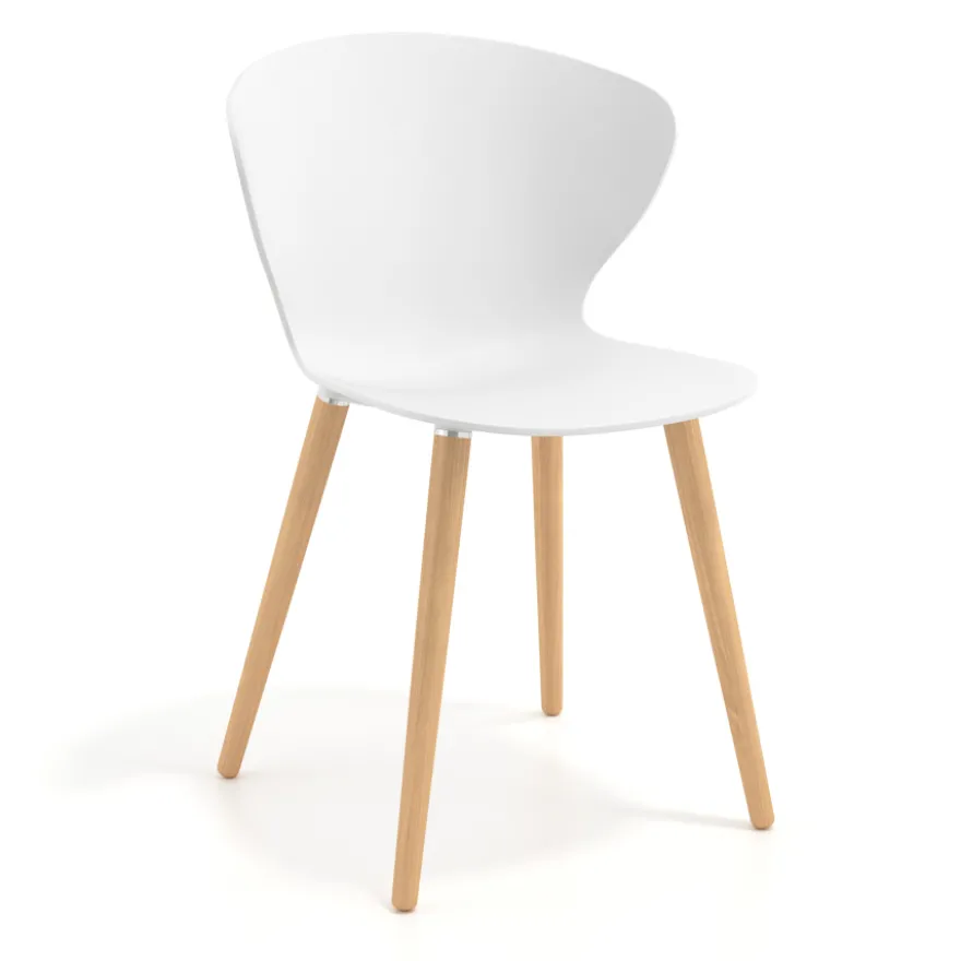 Sedia Scandinava Emily, seduta ergonomica, gambe in legno