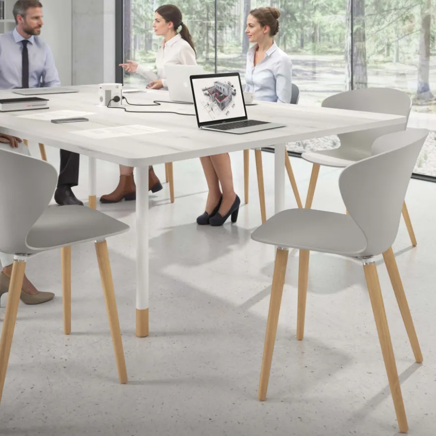 Sedia Scandinava Emily, seduta ergonomica, gambe in legno