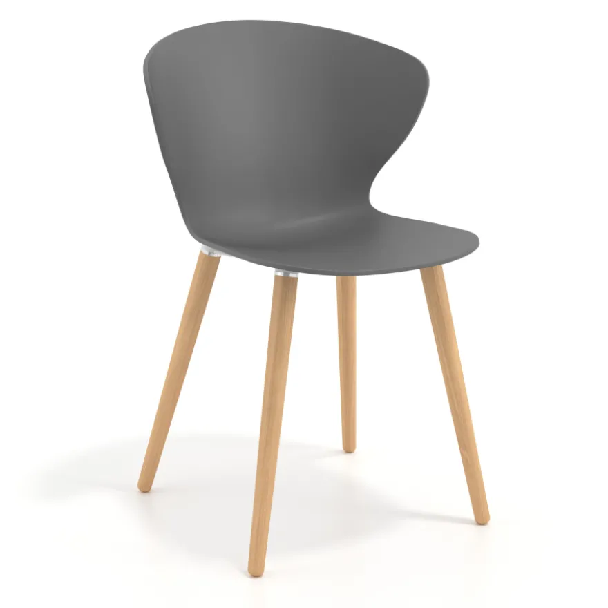 Sedia Scandinava Emily, seduta ergonomica, gambe in legno