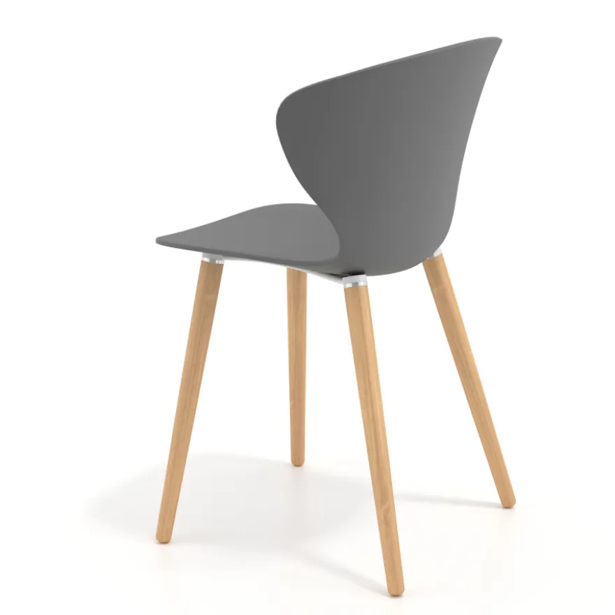 Sedia Scandinava Emily, seduta ergonomica, gambe in legno