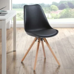 Sedia scandinava Norway, design, gambe in legno