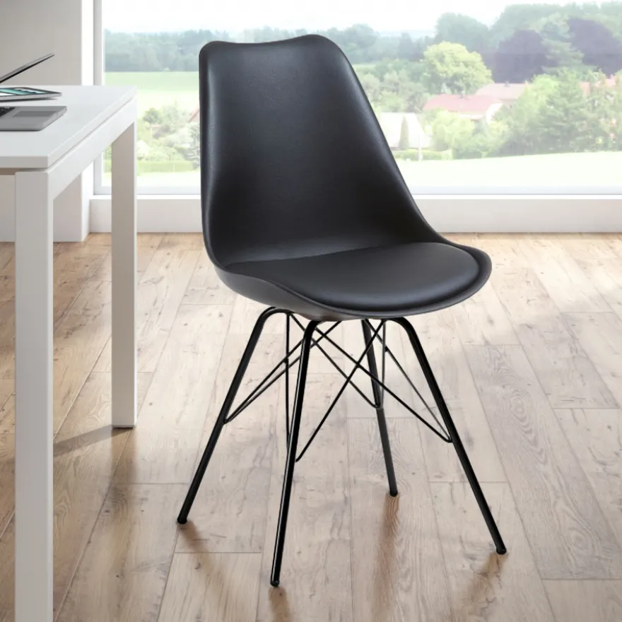 Sedia scandinava Norway, design, gambe in metallo