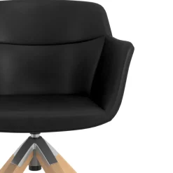 Sedia Scandinava Ores, Gambe in Legno, rotante, Pelle
