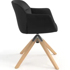 Sedia Scandinava Ores, Gambe in Legno, rotante, Pelle