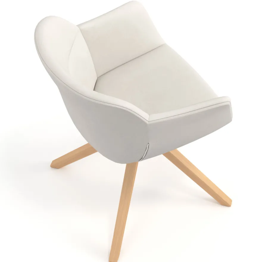 Sedia Scandinava Ores, Gambe in Legno, rotante, Pelle