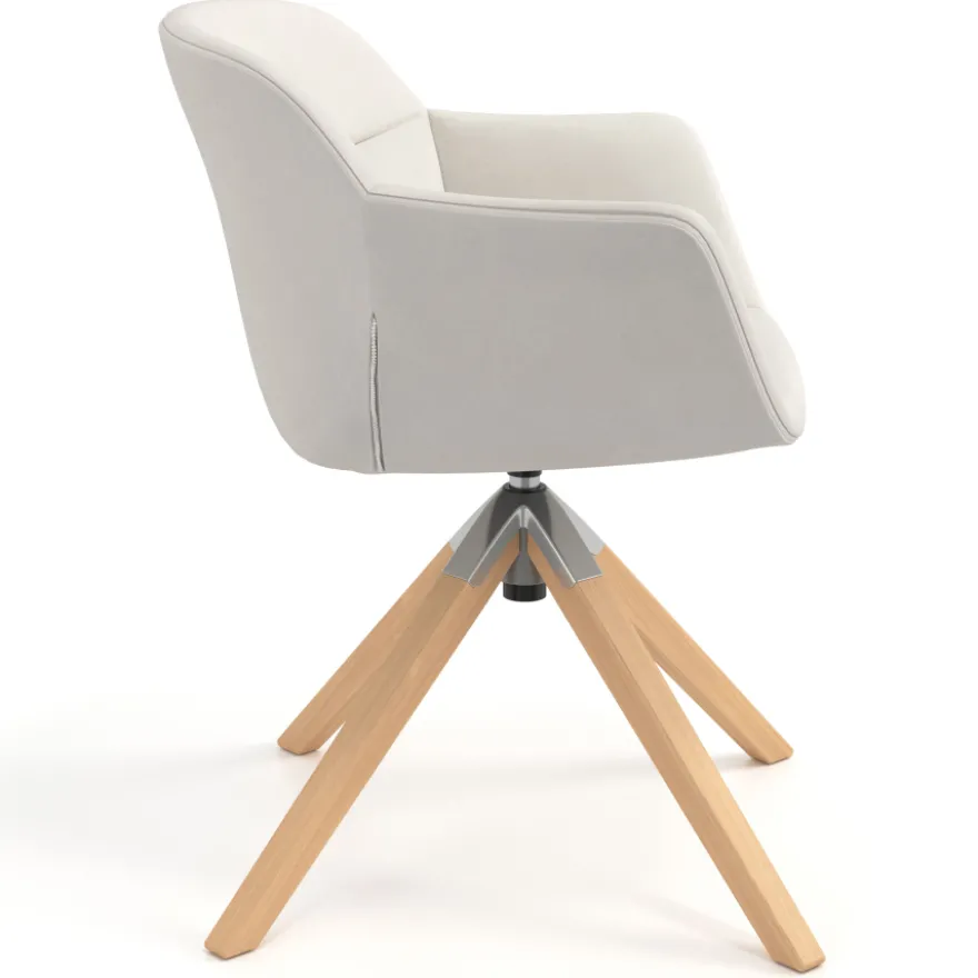 Sedia Scandinava Ores, Gambe in Legno, rotante, Pelle