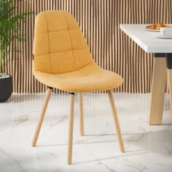 Sedia Scandinava Zafir, spessa imbottitura, gambe in legno