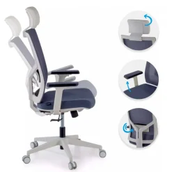 Sedia Scrivania Ergonomica Verdi white, braccioli regolabili, con poggiatesta