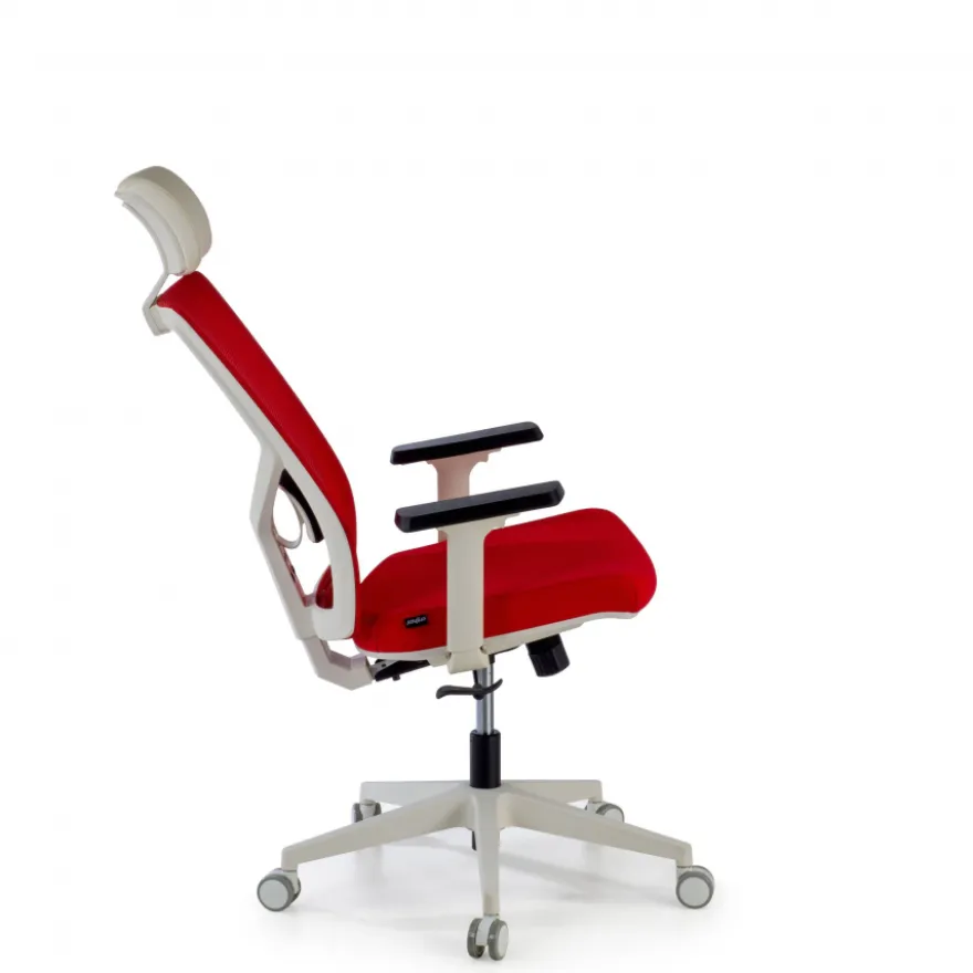 Sedia Scrivania Ergonomica Verdi white, braccioli regolabili, con poggiatesta