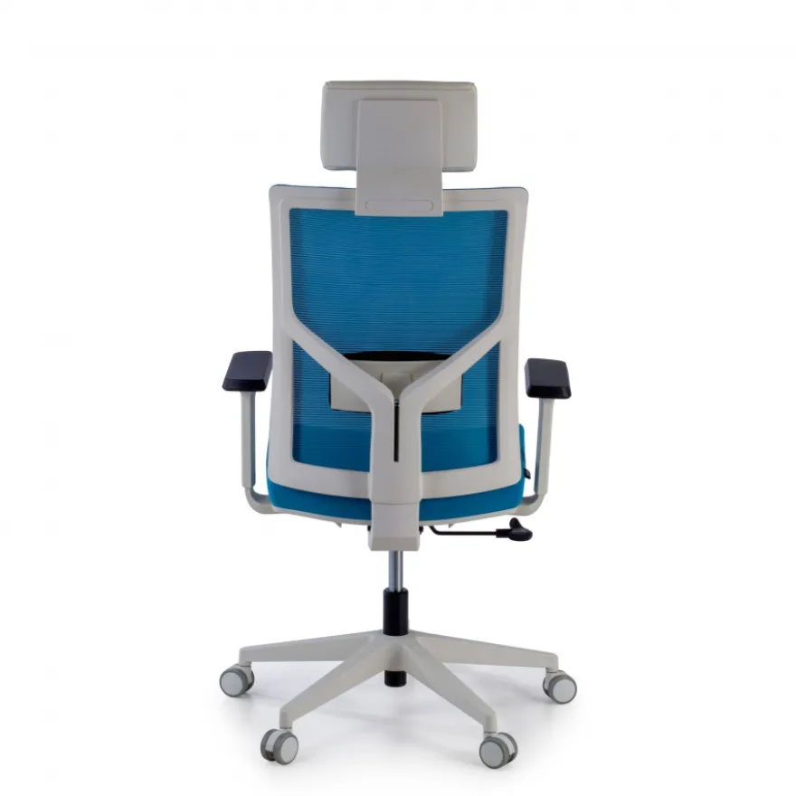 Sedia Scrivania Ergonomica Verdi white, braccioli regolabili, con poggiatesta