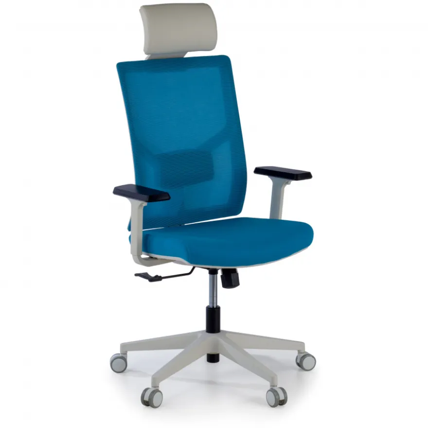 Sedia Scrivania Ergonomica Verdi white, braccioli regolabili, con poggiatesta