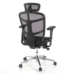 Sedia Smart Working Dover, poggiatesta, base alluminio, 8 ore