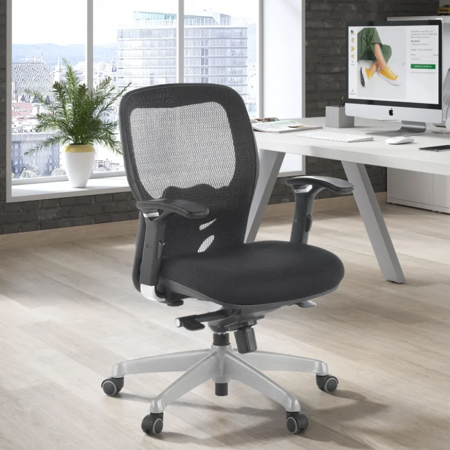 Sedia Smart Working Hazuki, braccioli 3D, schiuma iniettata, rete