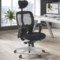 Sedia Smart Working Hazuki plus, braccioli 3D, con poggiatesta