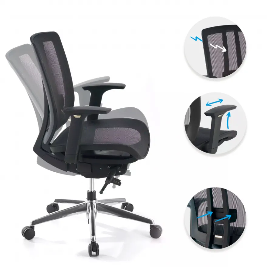 Sedia Smart Working Hiro, syncro, braccioli 4D, rete
