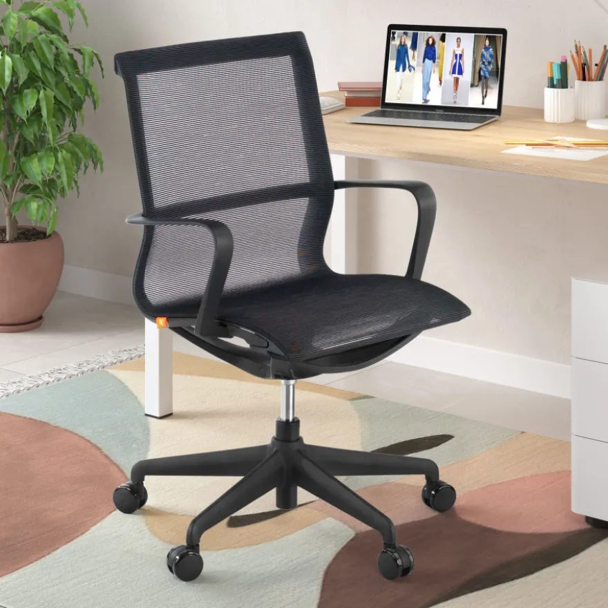Sedia ufficio Design Fox black, Schienale Basculante, in Rete