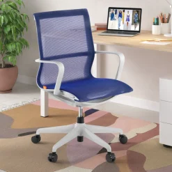 Sedia ufficio Design Fox white, Schienale Basculante, in Rete