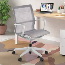 Sedia ufficio Design Fox white, Schienale Basculante, in Rete