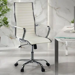 Sedia ufficio design Vogue, Struttura cromata, schienale alto