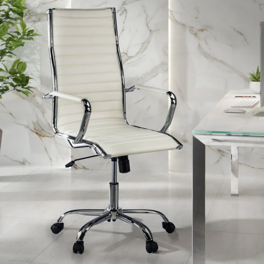 Sedia ufficio design Vogue, Struttura cromata, schienale alto