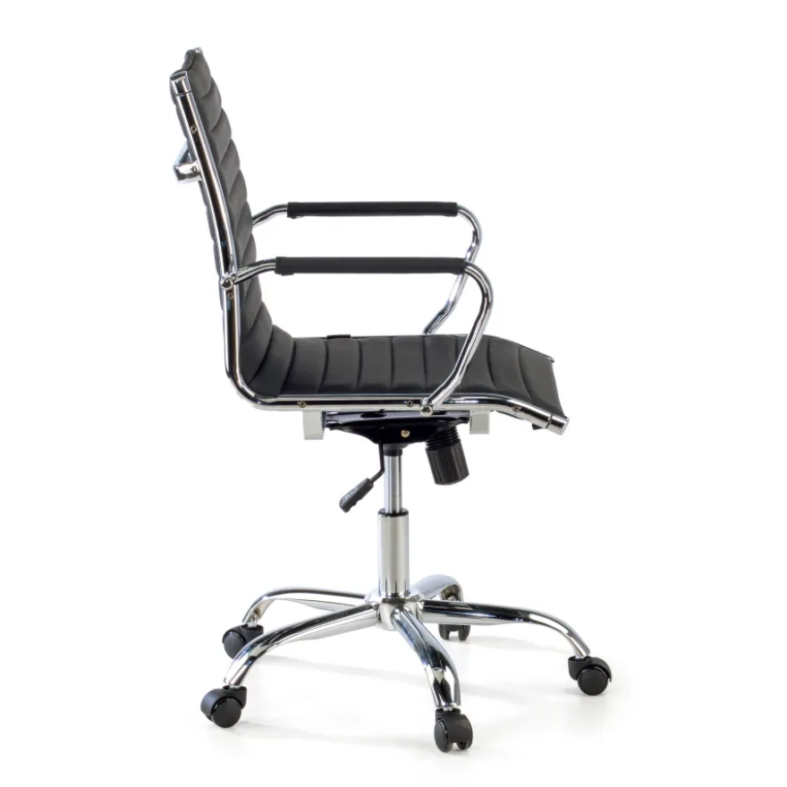 Sedia ufficio design Vogue, Struttura cromata, schienale basso